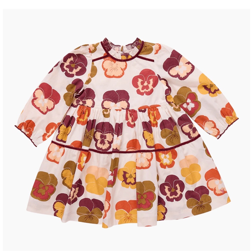 PINK CHICKEN Girls Charlie Dress - Autumn Pansies